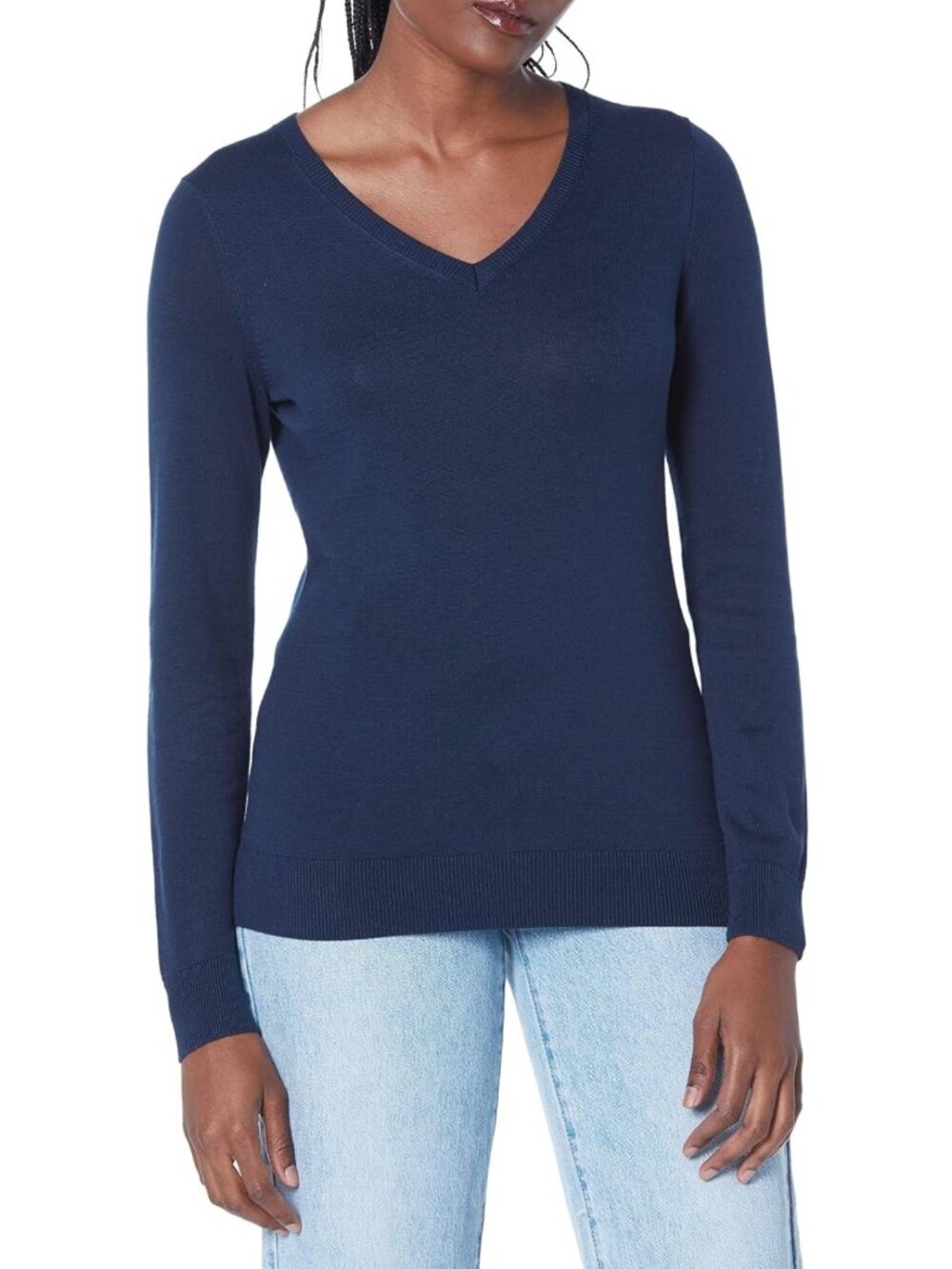 Lightweight Long-Sleeve V-Neck Sweater for Women - Cozy & Stylish Knit Top - Picture 1 of 8